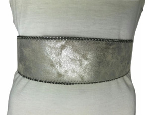 PASEK DAMSKI wiązany srebrny 8 cm do sukienki