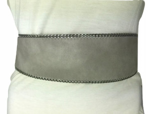 PASEK DAMSKI wiązany szary 8 cm do sukienki