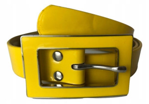 PASEK DAMSKI żółty lakierowany wąski 2 cm