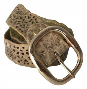 Pasek Damski Złoty Metaliczny Wzory Szer. 4 Cm