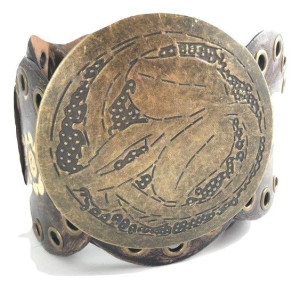 PASEK-KÓŁKA DAMSKI brązowy SZEROKI 8 cm SKÓRA