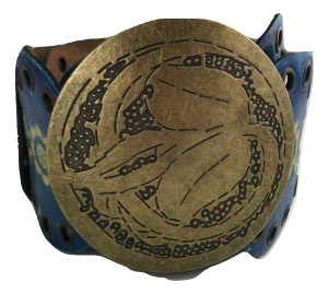 PASEK-KÓŁKA DAMSKI niebieski SZEROKI 8 cm SKÓRA