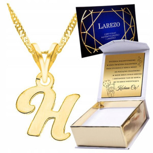 Naszyjnik złoty + GRAWER 925 Literka H Letter