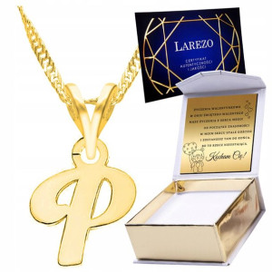 Naszyjnik złoty + GRAWER 925 Literka P Letter