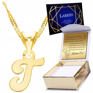 Naszyjnik złoty + GRAWER 925 Literka T Letter