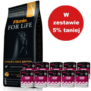 FITMIN For Life Junior Large Breeds 15kg + Mr.BIG Junior kawałki w sosie z