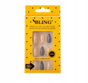 Sztuczne paznokcie, Tipsy BLING (24 szt.) – marmur