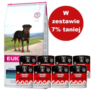 EUKANUBA Adult Rottweiler 12kg + Mr.BIG kawałki w sosie z wołowiną 8x800g