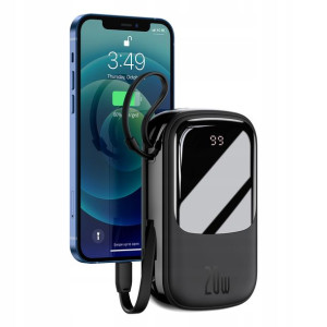 Baseus Qpow Pro | Power Bank 10000mAh PD 20W QC 3.0 z kablem Lightning (do