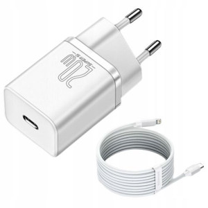 Baseus Super Si | Ładowarka sieciowa USB-C PD 20W + kabel Lightning 1m do i