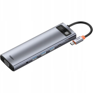 Baseus Metal Gleam 11w1 | Adapter HUB 11w1 USB-C do 2x HDMI, VGA, RJ45, Aud
