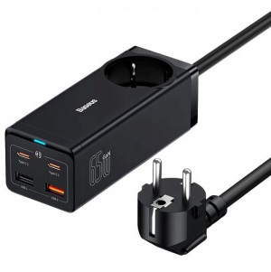 Baseus GaN3 Pro AC+2U+2C | Ładowarka sieciowa gniazdo zasilania AC 230V 2xU