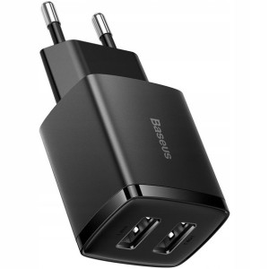 Baseus Compact | Ładowarka sieciowa zasilacz 2x USB-A 10.5W 2A