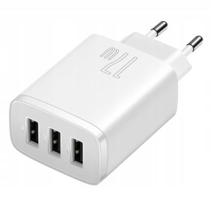 Baseus Compact | Ładowarka sieciowa zasilacz 3x USB-A 17W