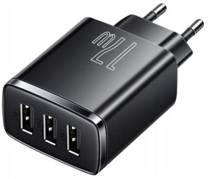 Baseus Compact | Ładowarka sieciowa zasilacz 3x USB-A 17W