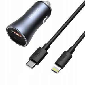 Baseus Golden Contactor Pro | Ładowarka samochodowa 40W USB USB-C + kabel L