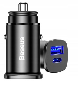 Baseus Square metal A+C 30W | Ładowarka samochodowa USB-A Type-C QC3.0 PD 3