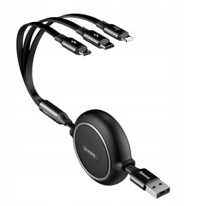Baseus Golden Loop | Kabel 3w1 USB - Lightning Micro USB USB-C z regulacją