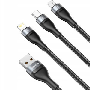 Baseus Flash Series | Kabel 3w1 USB - Micro Type-C Lightning do iPhone 5A 4