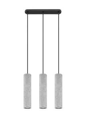 Lampa wisząca LUVO 3L szary zwis beton lampa wisząca tuba walec nad stół