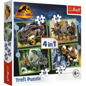 Puzzle Trefl 4w1 34607 Groźne Dinozaury