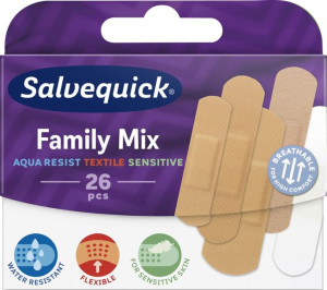 Salvequick Family Mix zestaw plastrów opatrunkowych 26szt.