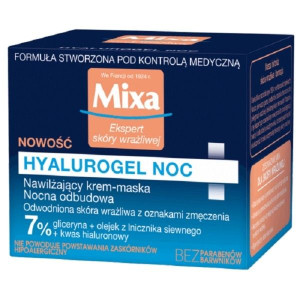 MIXA Hyalurogel Noc nawilżający krem-maska nocna odbudowa 50ml