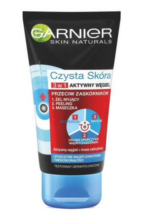 Garnier Czysta Skóra Aktywny Węgiel żel myjący do twarzy 3w1 150ml
