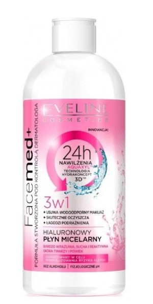 Eveline Cosmetics Facemed+ hialuronowy płyn micelarny 3w1 500ml