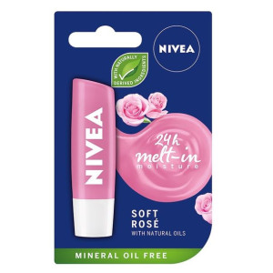 Nivea 24H Mett-In Moisture pielęgnująca pomadka do ust Soft Rose 4.8g