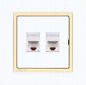 Gniazdo internetowe 2 x RJ45 MAGIC biały / złoty