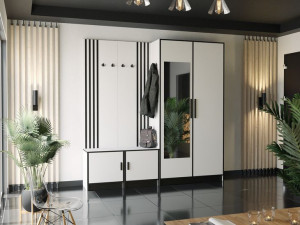 Garderoba DIOR PLUS 21 z siedziskiem lamele lustro
