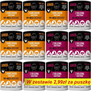 Mr.BIG Junior kawałki w sosie z cielęciną/ z kurczakiem  40x400g dla psa