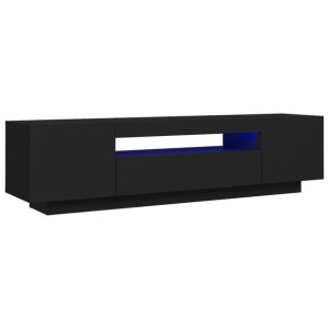 Szafka TV z oświetleniem LED, czarna, 160x35x40 cm