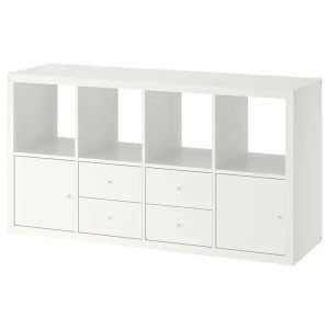 IKEA KALLAX Regał z 4 wkładami biały 77x147 cm