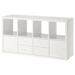 IKEA KALLAX Regał z 4 wkładami połysk/biel 77x147 cm