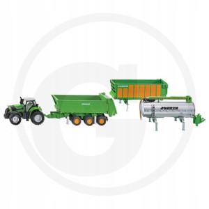 Zabawka Traktor Ciągnik DEUTZ zestaw przyczep 28cm