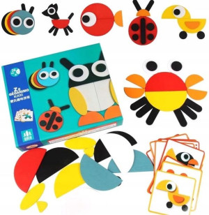 Drewniana Układanka Puzzle Kształty Montessori Gra
