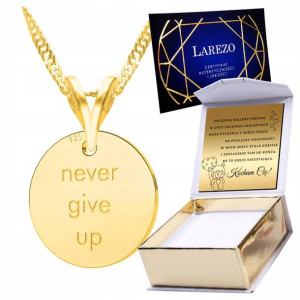 Naszyjnik złoty + GRAWER 925 Never Give Up