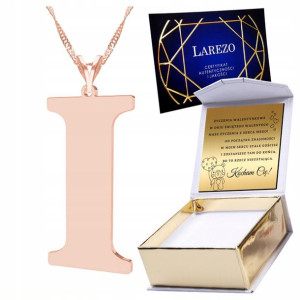 Naszyjnik złoty + GRAWER 925 Wielka Litera I