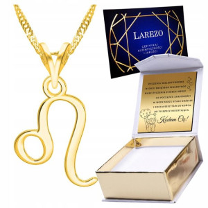 Naszyjnik złoty + GRAWER 925 Znak Zodiaku Lew
