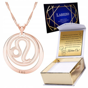 Naszyjnik złoty + GRAWER 925 Znak Zodiaku Lew