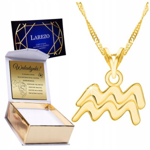 Naszyjnik złoty + GRAWER 925 Znak Zodiaku Wodnik