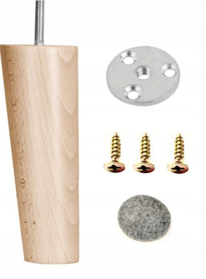 Nogi Nóżki Drewniane Jasny Buk Skośne 11cm Zestaw