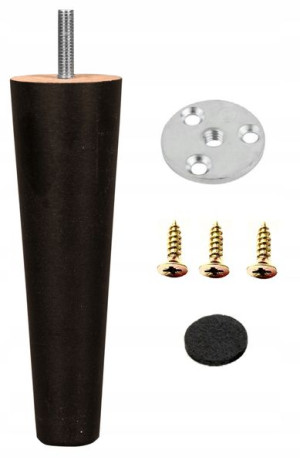 Nogi Nóżki Drewniane Czarny Mat Wys 15cm Zestaw