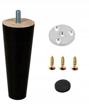 Nogi Nóżki Drewniane Czarny Mat Wys 10,5cm Zestaw