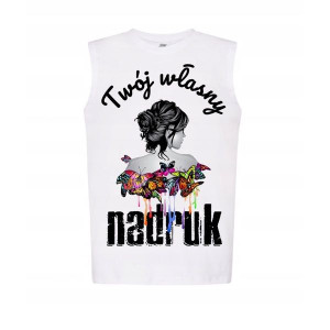 Koszulka Męska BEZRĘKAWNIK T-Shirt NADRUK LOGO - 2XL