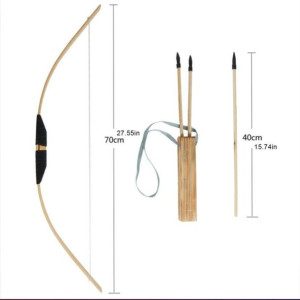 Drewniany łuk z strzałami - 70 cm - czarny