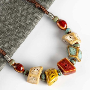 naszyjnik ceramiczny regulowany rękodzieło Boho