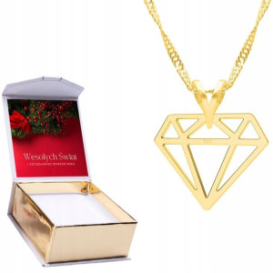Naszyjnik złoty + NADRUK 925 Diament Diamencik